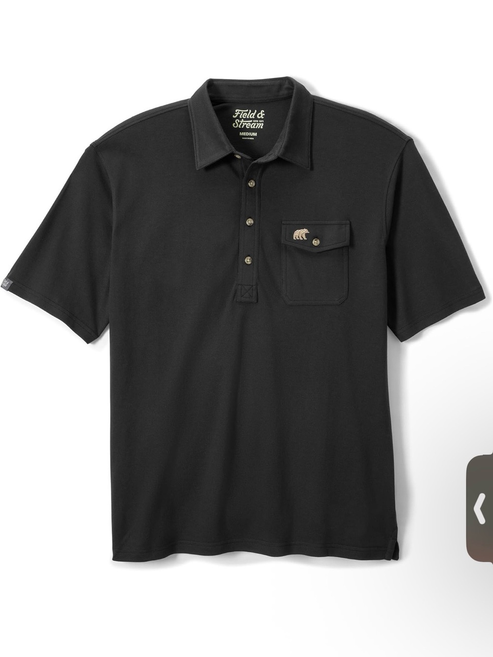 Field & Stream Men's Black Short-Sleeve Polo with Chest Pocket